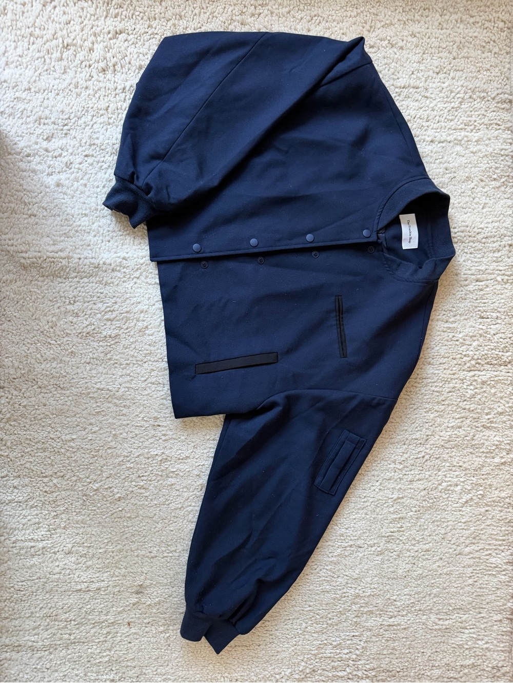 Frankie Shop Cropped Bomber Jacket in Navy - Picture 5 of 7